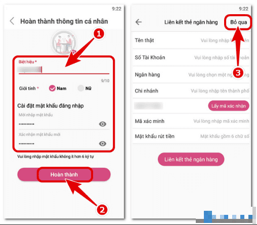 Người dùng nên điền đầy đủ các thông tin khi đăng ký MMLive