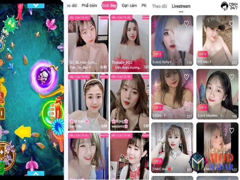 Giao diện ứng dụng live stream 567 live